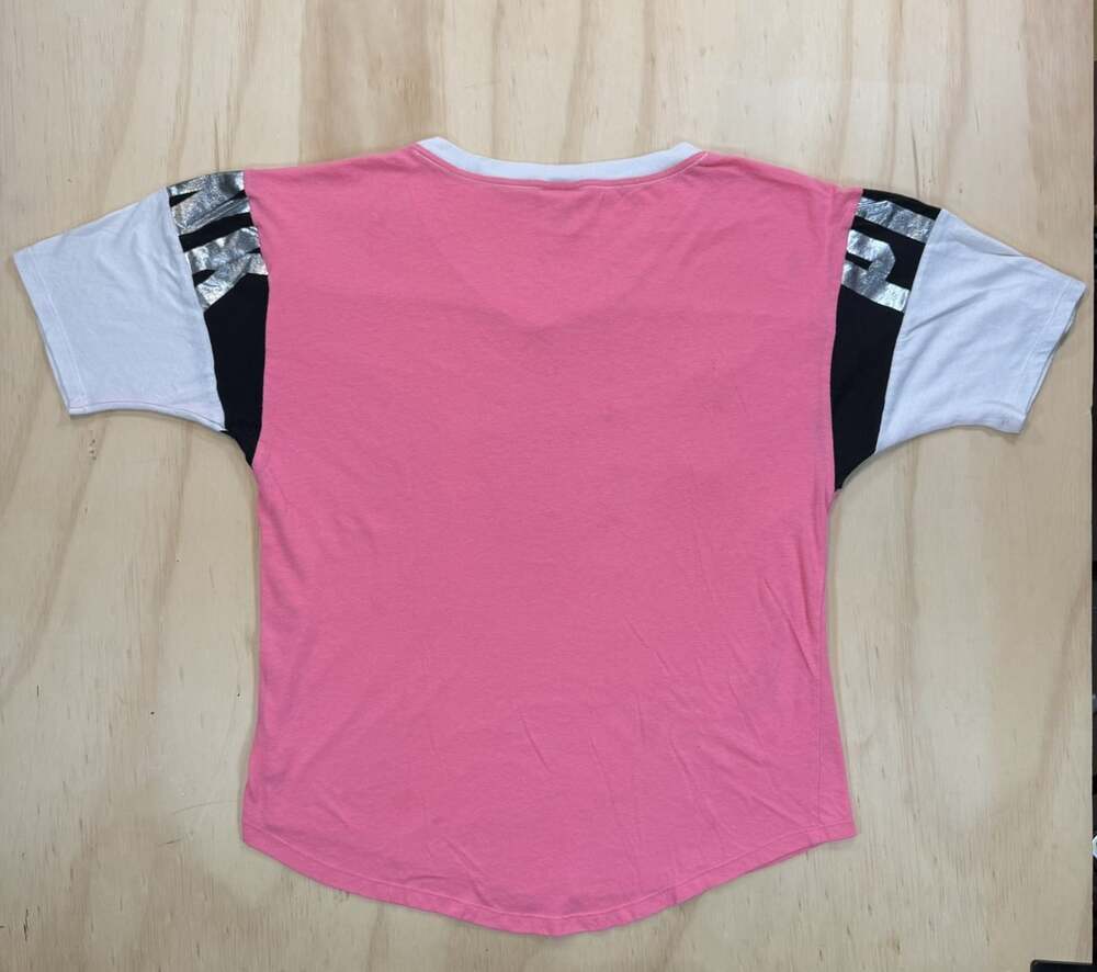 Victoria's Secret Pink Bling Silver Sequins T-Shirt Top M Vintage - Picture 7 of 11